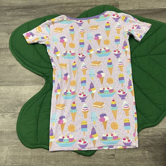 Little Sleepies Bamboo Girls 12/14 Purple Ice Cream Social Summer Pajama Set - Picture 3 of 5